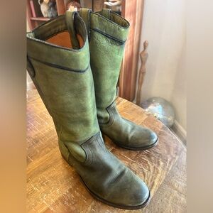 Frye olive sage green leather campus boots